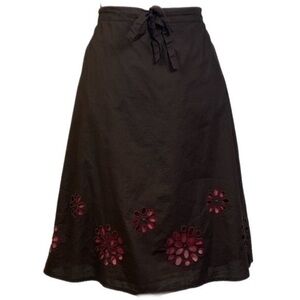 BODEN skirt in brown with pink underskirt and cut-out flower designs, 10-UK/6-US
